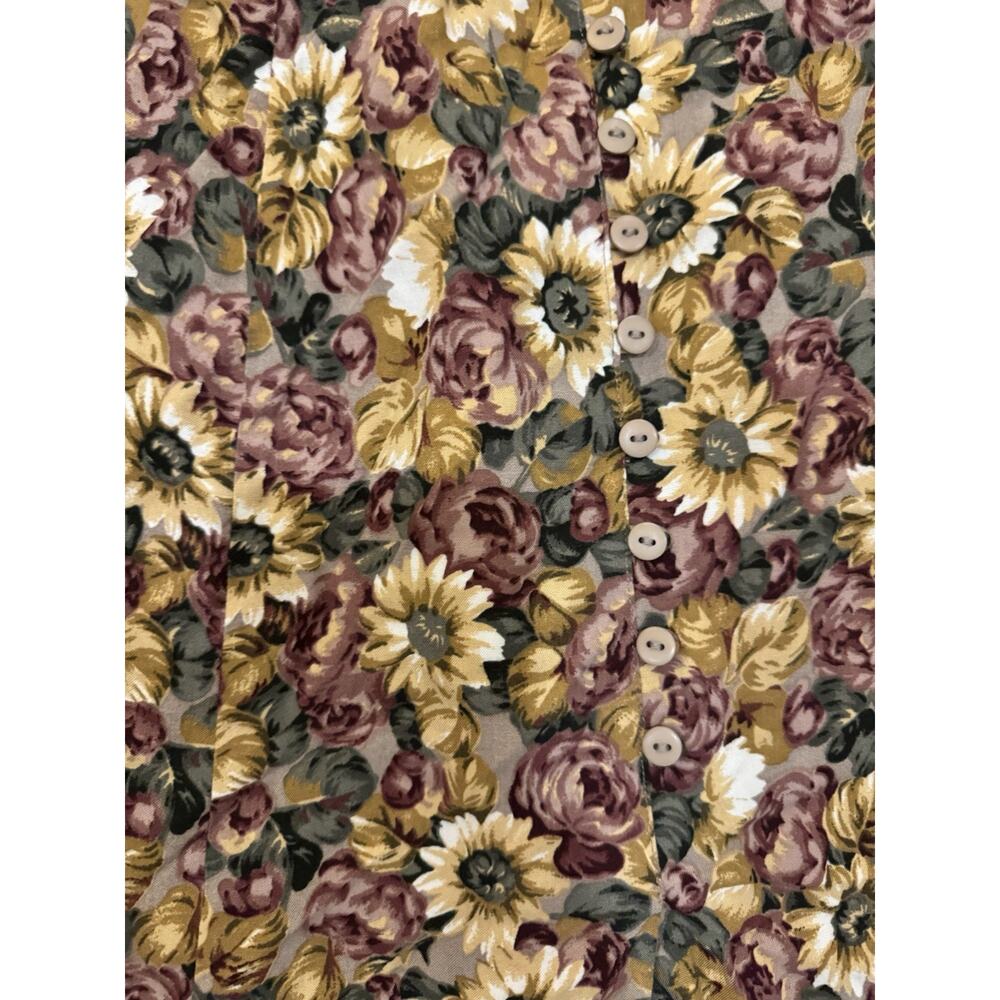 Vintage 90s Express Floral Maxi Skirt S Button Front Elastic Waist Fairy Grunge - Picture 4 of 11